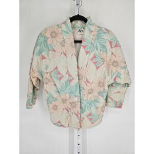 Vintage Byer California Womens Sz S Quilted Cottagecore Jacket Pastel Floral